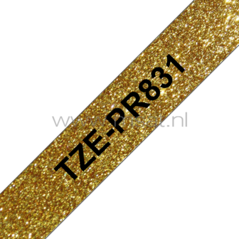 Brother TZE-831 zwart op goud breedte 12 mm