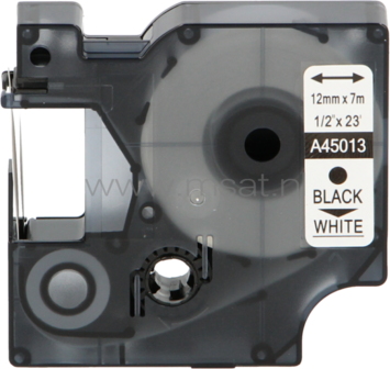 FLWR Dymo 45013 zwart op wit breedte 12 mm