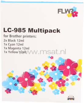 FLWR Brother LC-985 Multipack zwart en kleur