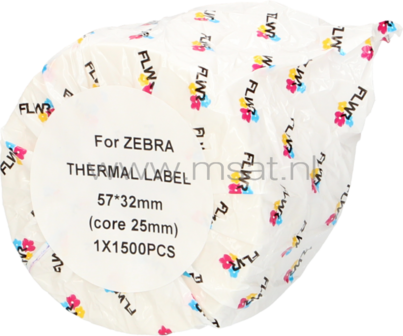 FLWR Zebra etikettering 57 mm x 32 mm  wit