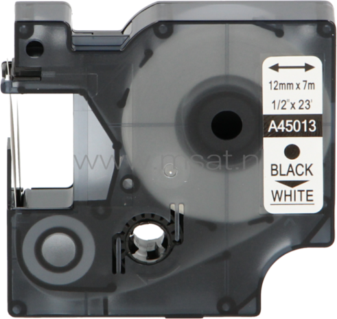 FLWR Dymo 45013 zwart op wit breedte 12 mm