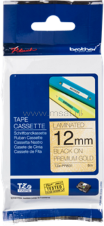 Brother TZE-831 zwart op goud breedte 12 mm