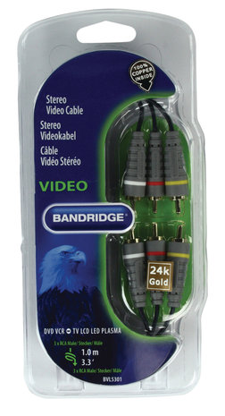 Composiet Videokabel 3x RCA Male - 3x RCA Male  1m